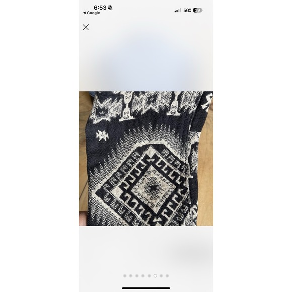 Boho‎ Denim Jean Jacket Women’s Small Aztec Woven Sleeve Casual Chic - Picture 4 of 6